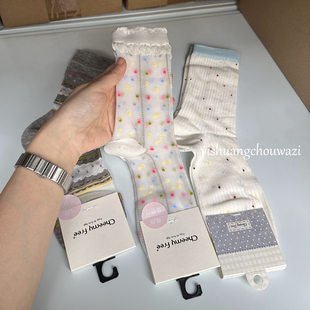 彩色多巴胺彩点超薄透玻璃丝中筒袜子女2.3%桑蚕丝日系潮袜无骨