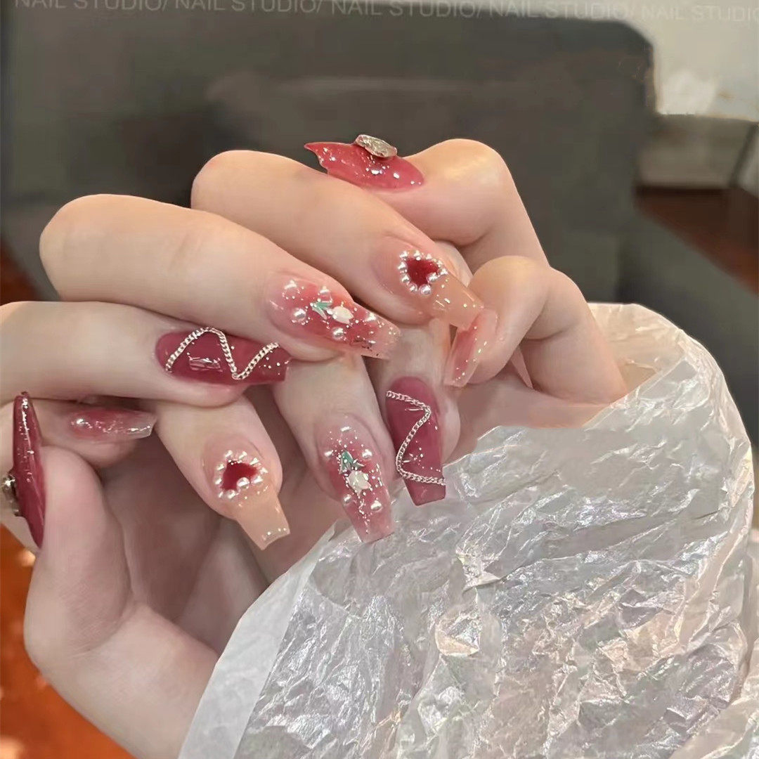 穿戴假指甲贴片手工定制成品美甲网红初恋爱心链接美甲可拆卸孕妇,彩妆/香水/美妆工具,美甲工具,淘宝优惠券,粉丝福利购,淘宝优惠卷