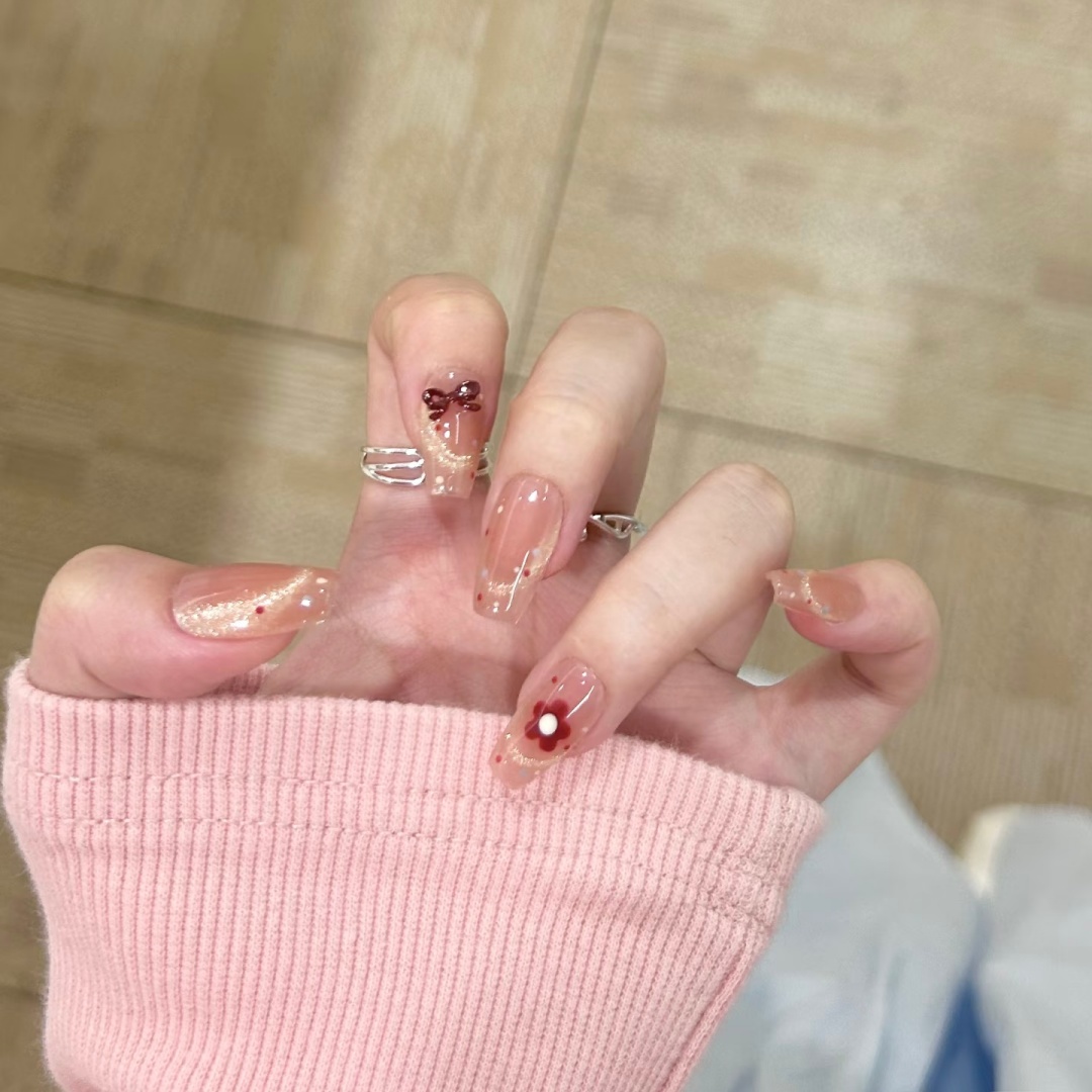 手工定制成品假指甲圣诞风光疗穿戴甲氛围感ins风短甲显白可拆卸