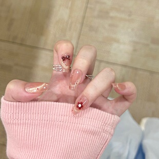 手工定制成品假指甲圣诞风光疗穿戴甲氛围感ins风短甲显白可拆卸