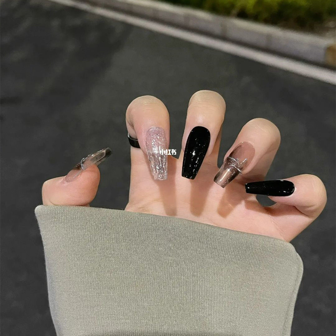 穿戴假指甲贴片手工定制成品美甲神秘甜酷暗黑少女手工美甲孕妇