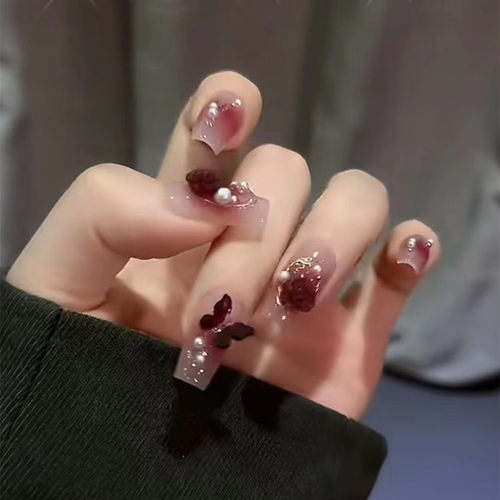 辣妹红山茶手工定制穿戴甲