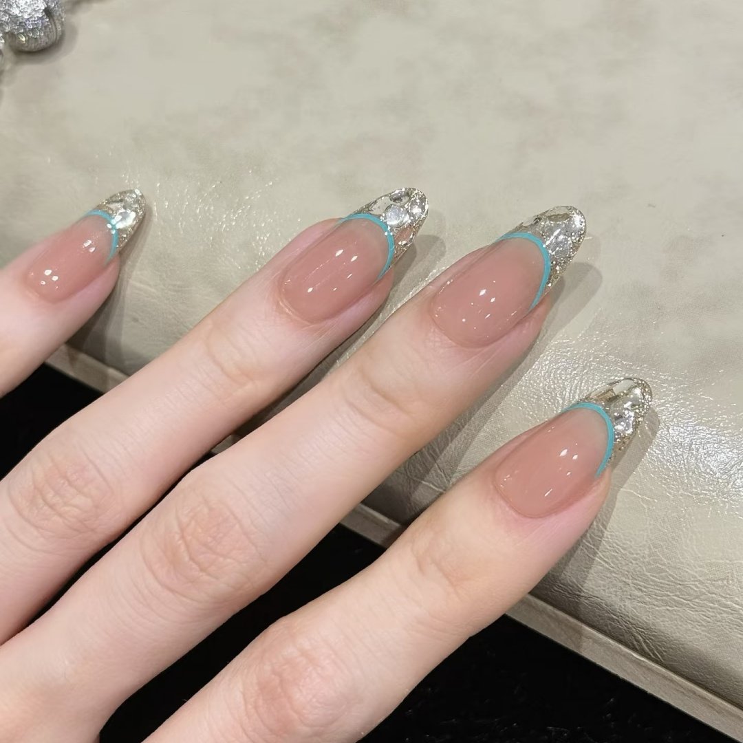 手工定制成品假指甲贴片显白可拆卸海盐薄荷爆闪美甲穿戴甲孕妇,彩妆/香水/美妆工具,穿戴甲/甲片,淘宝优惠券,粉丝福利购,淘宝优惠卷