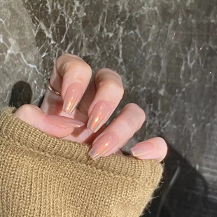 283手工定制假指甲贴片成品白月光可拆卸显白学生新娘孕妇穿戴甲