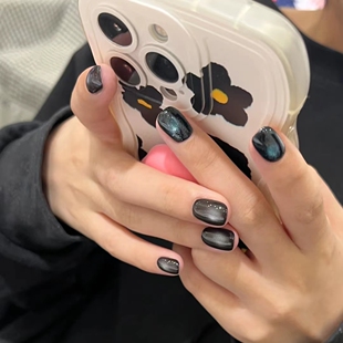 353追光猫眼穿戴甲成品美甲假指甲贴片可拆卸高级纯手工定制孕妇