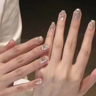 手工定制穿戴美甲爆闪富家千金显白可拆卸新娘孕妇假指甲贴片