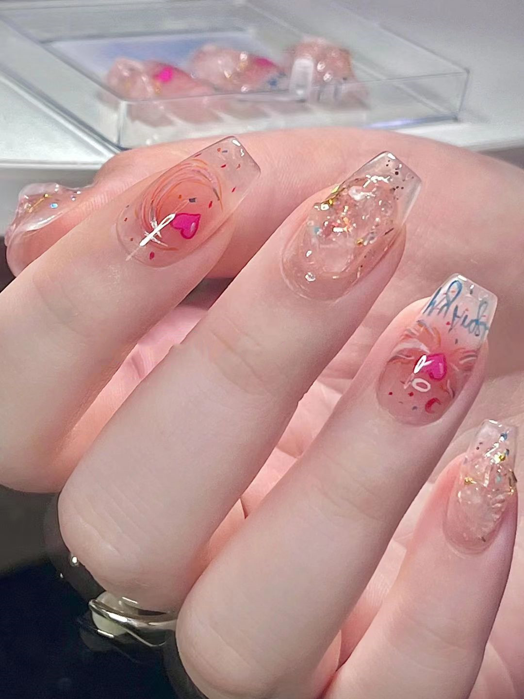 手工定制假指甲贴片成品烟火