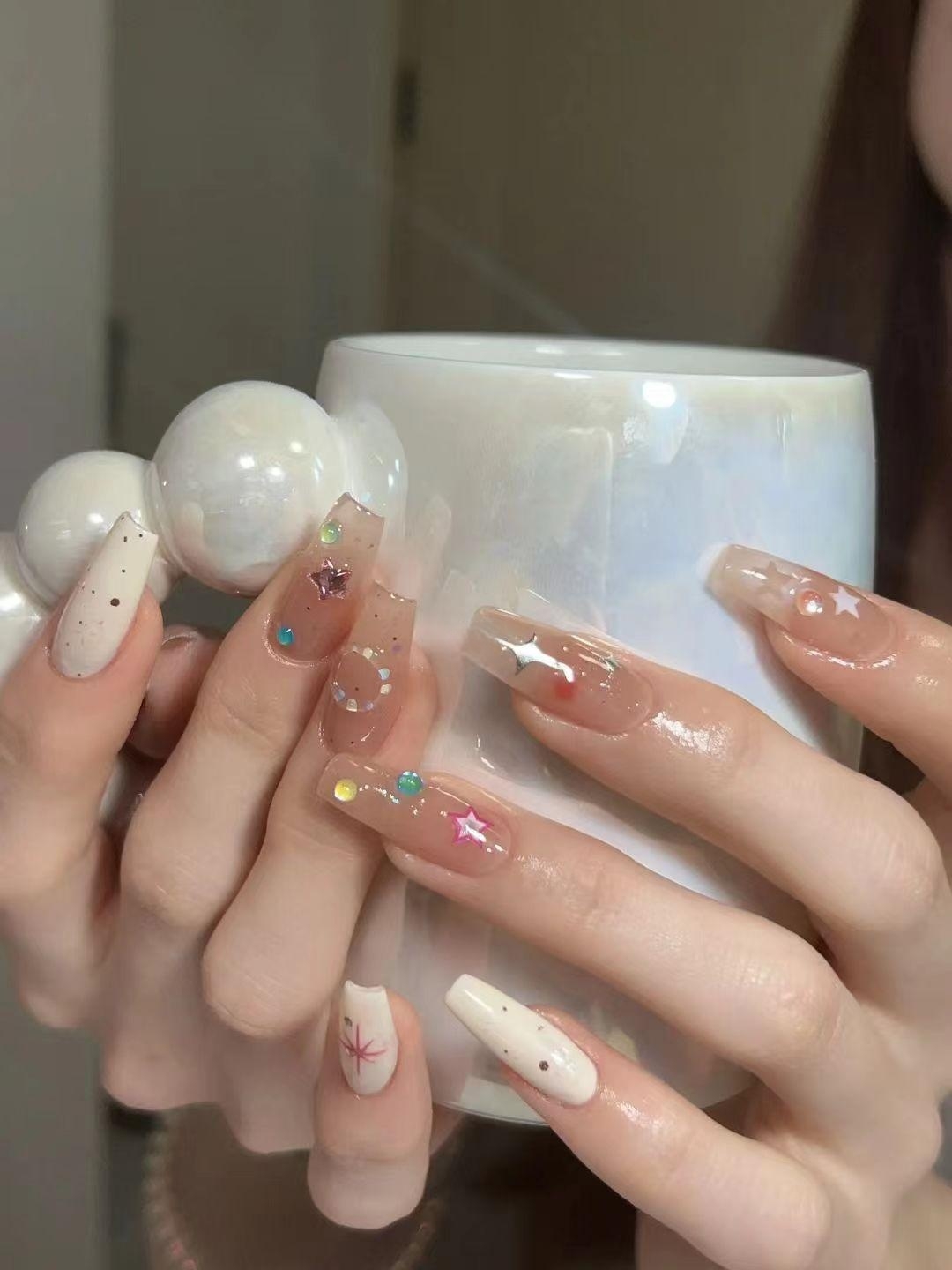 纯手工穿戴甲甜酷辣妹星星
