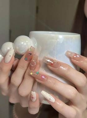 212纯手工穿戴甲甜酷辣妹星星美甲贴片显白孕妇假指甲可拆卸持久
