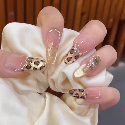 豹纹高级显白成品定制气质穿戴甲