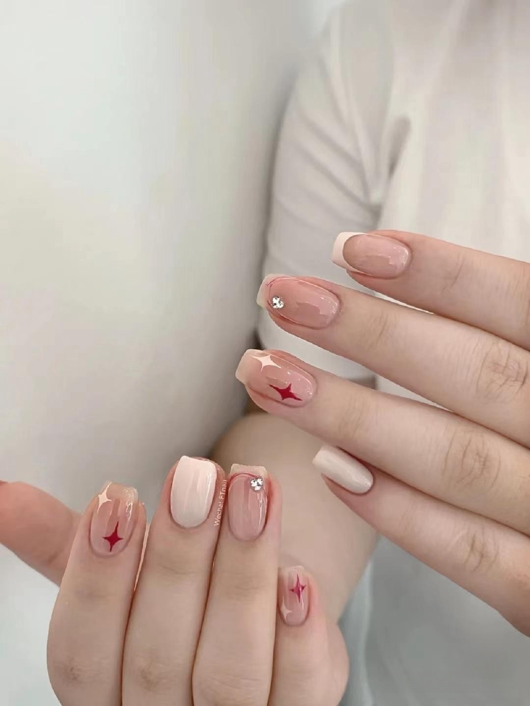 手工定制假指甲贴片成品奶白星星秋冬显白短款新娘孕妇可拆穿戴甲,彩妆/香水/美妆工具,美甲工具,淘宝优惠券,粉丝福利购,淘宝优惠卷