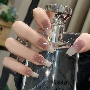 24手工定制新款 光疗穿戴美甲 假指甲小红书秋冬渐变乳白酷黑法式