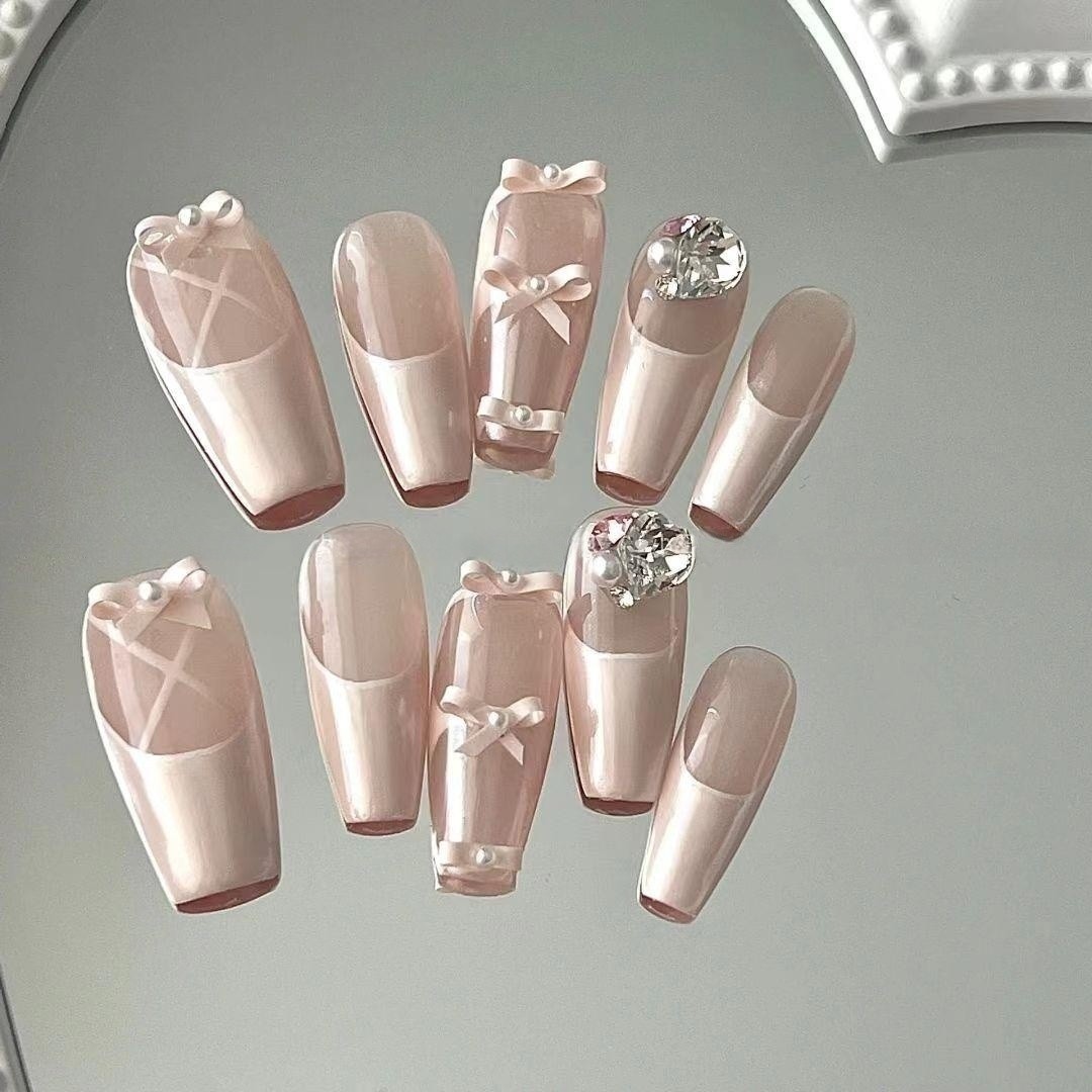 44手工穿戴甲定制可拆卸魔镜粉芭蕾舞鞋美甲假指甲贴片成品孕妇戴,彩妆/香水/美妆工具,美甲工具,淘宝优惠券,粉丝福利购,淘宝优惠卷