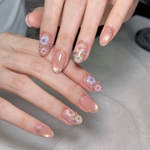 秋冬假指甲可取可带美甲猫眼花朵穿戴甲贴片可拆卸手工定制光疗甲