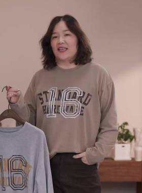 which 微胖定制【16T】纯棉宽松显瘦长袖文艺印花上衣女春秋百搭