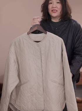 which 微胖定制【星月夜】黑色菱格加厚保暖休闲百搭外套女秋冬季