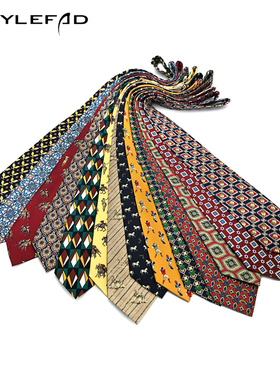 港风复古9cm宽领带70/80年摩登男女正装商务印花个性西装衬衣配饰