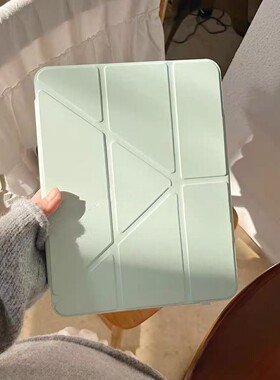 ins薄荷绿色ipad10代保护壳亚克力2025/款air6/7平板套三折+Y型轻薄a16/9.7笔槽pro11可竖撑搭扣磁吸mini6