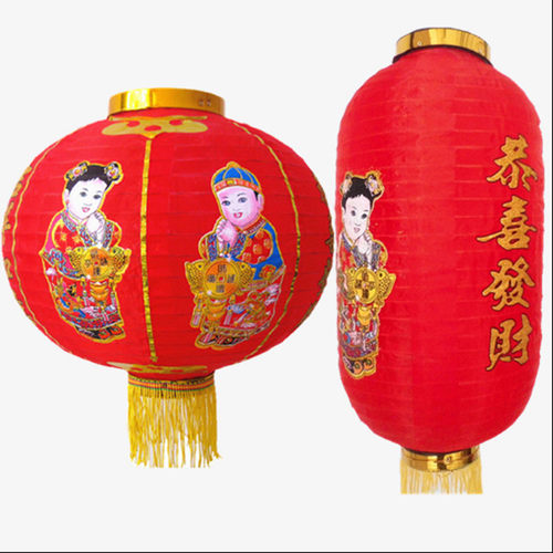 红灯笼金童玉女吉祥如意人物