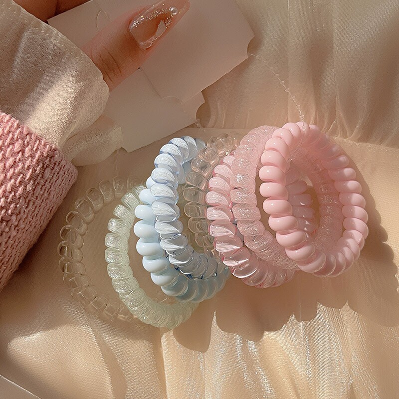 韩版糖果色电话线发绳女生头绳高弹力扎丸子头发圈橡皮筋