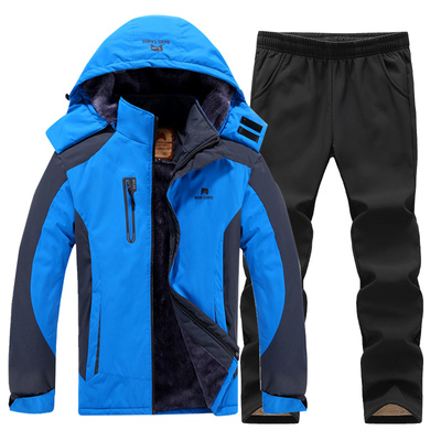 户外冲锋衣裤男套装情侣款防风加肥大码加厚保暖加毛外套登山服