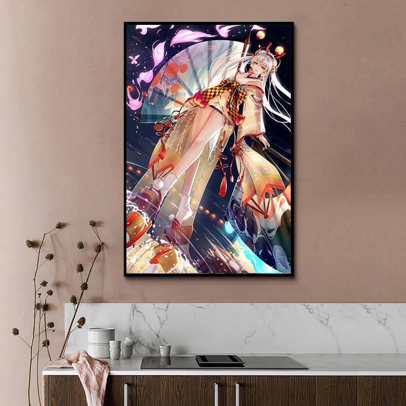 阴阳师 不知火 妖刀姬 diy数字油画客厅卧室背景墙装饰画手绘油画