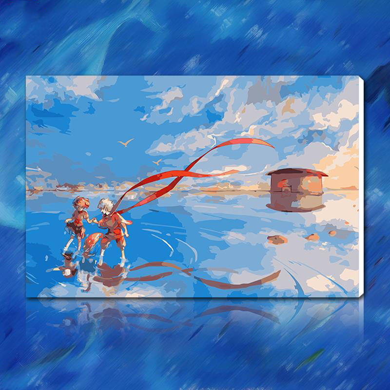 大鱼海棠国产动漫周边两人情侣暗恋相恋礼物diy数字油画椿湫鲲