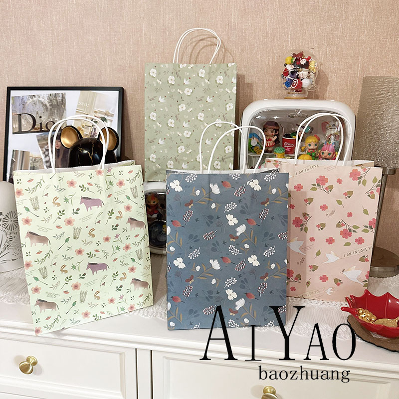 中号手提纸袋花海中秋购物礼品袋手办教师节礼物纸袋10个现货速发