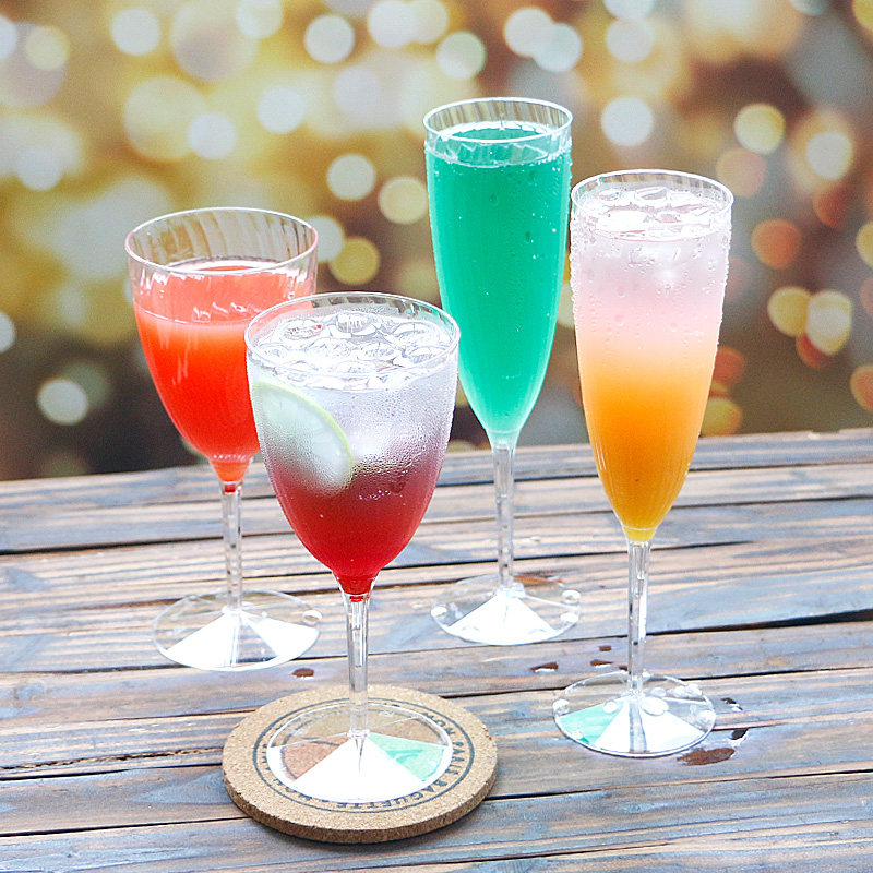 一次性香槟杯高脚塑料杯宴会红酒杯鸡尾酒杯水晶气泡杯葡萄酒杯