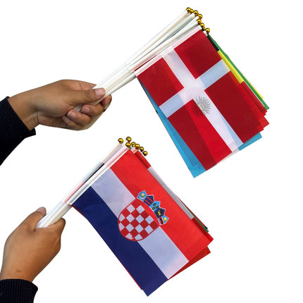 万国旗手挥旗世界各国8号手摇旗小旗21*14cm7号20*30涤纶旗帜旗子