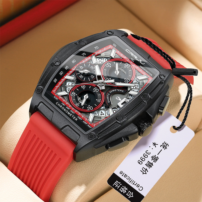 酒桶型男士手表机械防水石英潮流