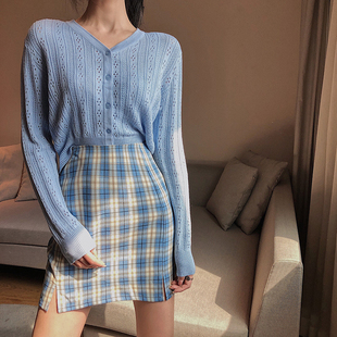 大码 学院风防走光显瘦jk半身裙胖mm高腰包臀裙a字裙bm格子短裙子