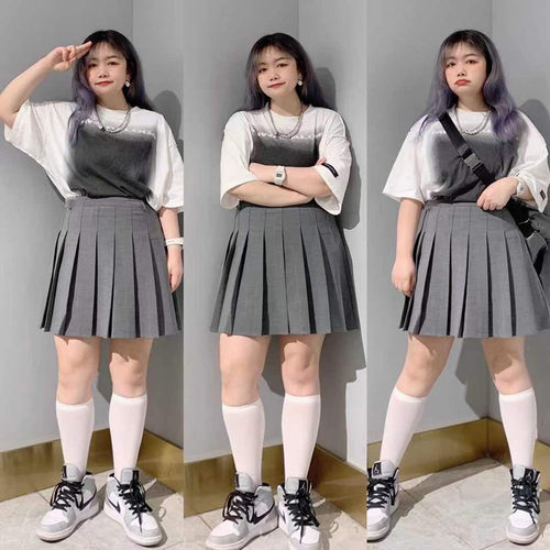 灰色百褶裙女大学院风短裙半身裙