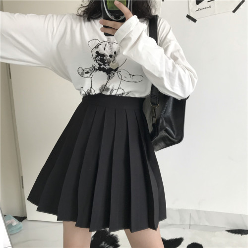 大码胖mm高腰tb百褶裙学生防走光