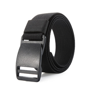 男士弹力双环扣帆布腰带安检无金属学生无磁塑料扣裤带皮带无孔裤