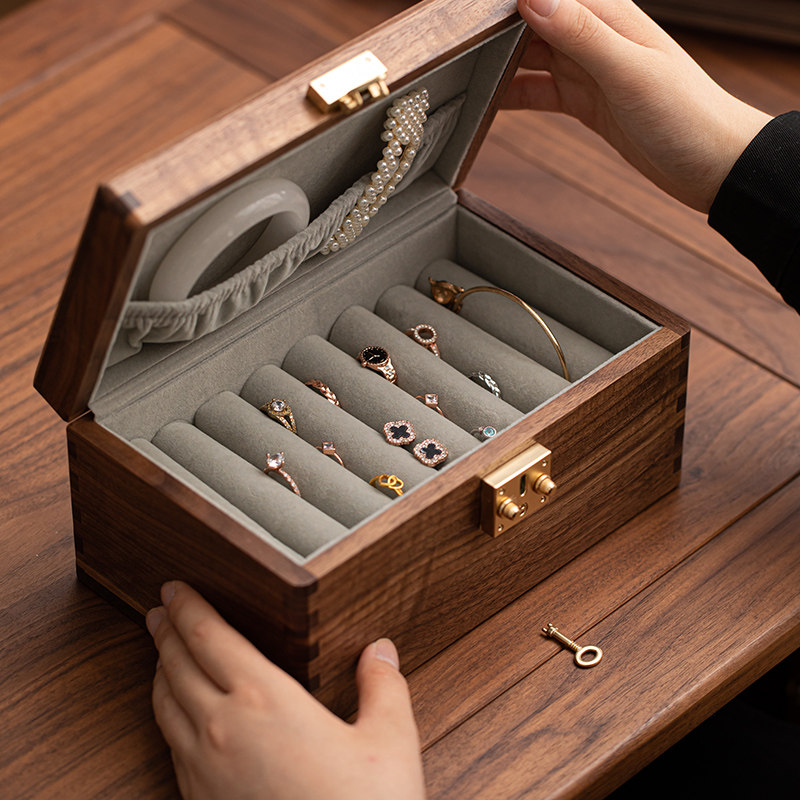 北美黑胡桃木原木手镯收纳高档黄金玉手镯文玩手串多位首饰盒,家居饰品,饰品盒,淘宝优惠券,粉丝福利购,淘宝优惠卷