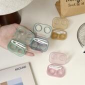 ins风隐形眼镜盒便携透明简约一体伴侣盒美瞳双联盒无需拧盖T077