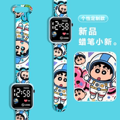 蜡笔小新卡通个性 电子手表简约时尚 动漫印花初中学生日系手表儿童