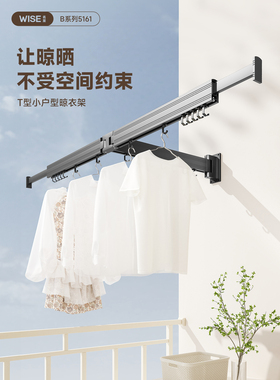 阳台t型可折叠晾衣架家用壁挂式隐形户外伸缩晾衣架工艺品室内晾