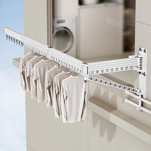 阳台外伸缩晾衣架家用折叠隐形壁挂墙晒被子神器室外窗外晾衣杆