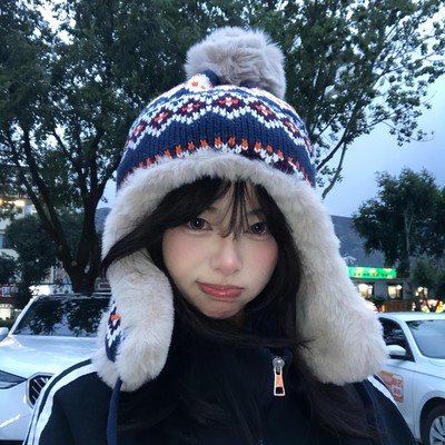 尔岛风帽子女冬针织毛线帽保暖加绒加厚户外玩雪防寒护耳雷锋帽