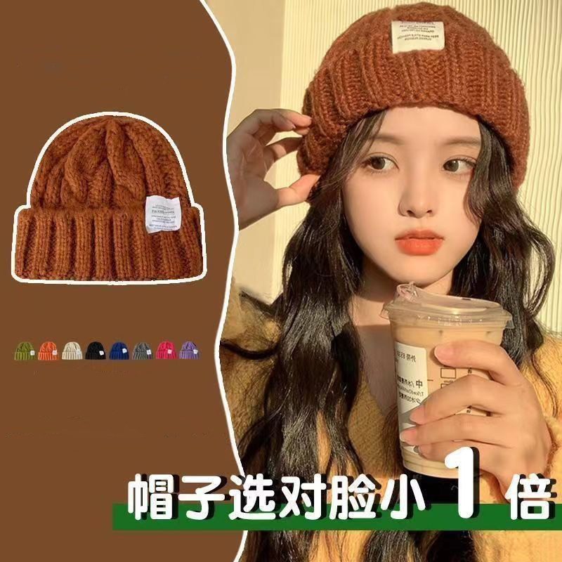 帽子女新款百搭秋冬男款学生时尚情侣保暖纯色毛线冷帽冬季针织潮