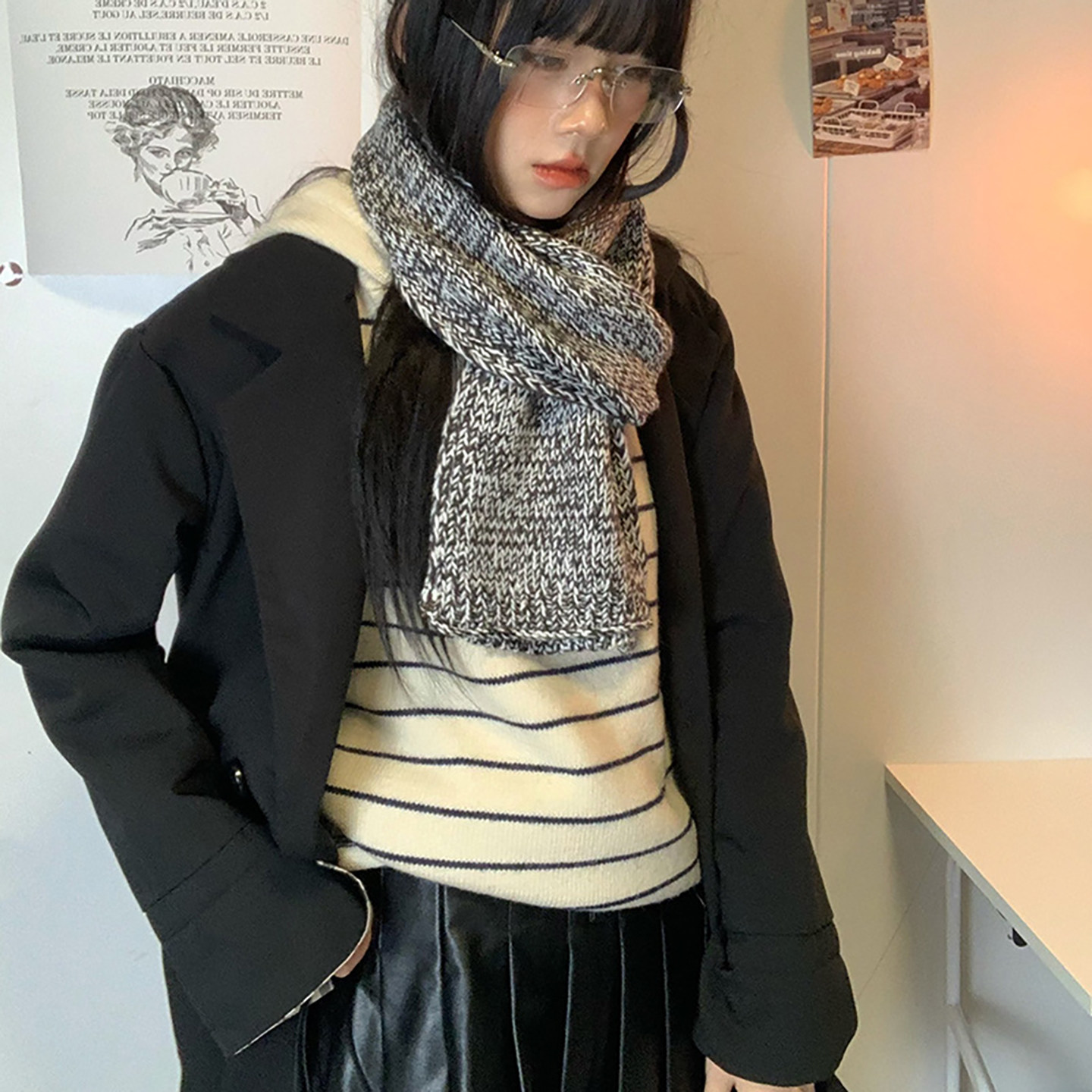 韩版ins围巾女士秋冬季2025新款两用披肩百搭学生加厚保暖围脖潮