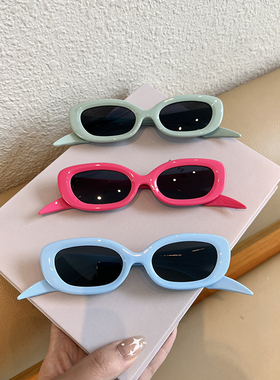 糖果色多巴胺蓝色椭圆墨镜