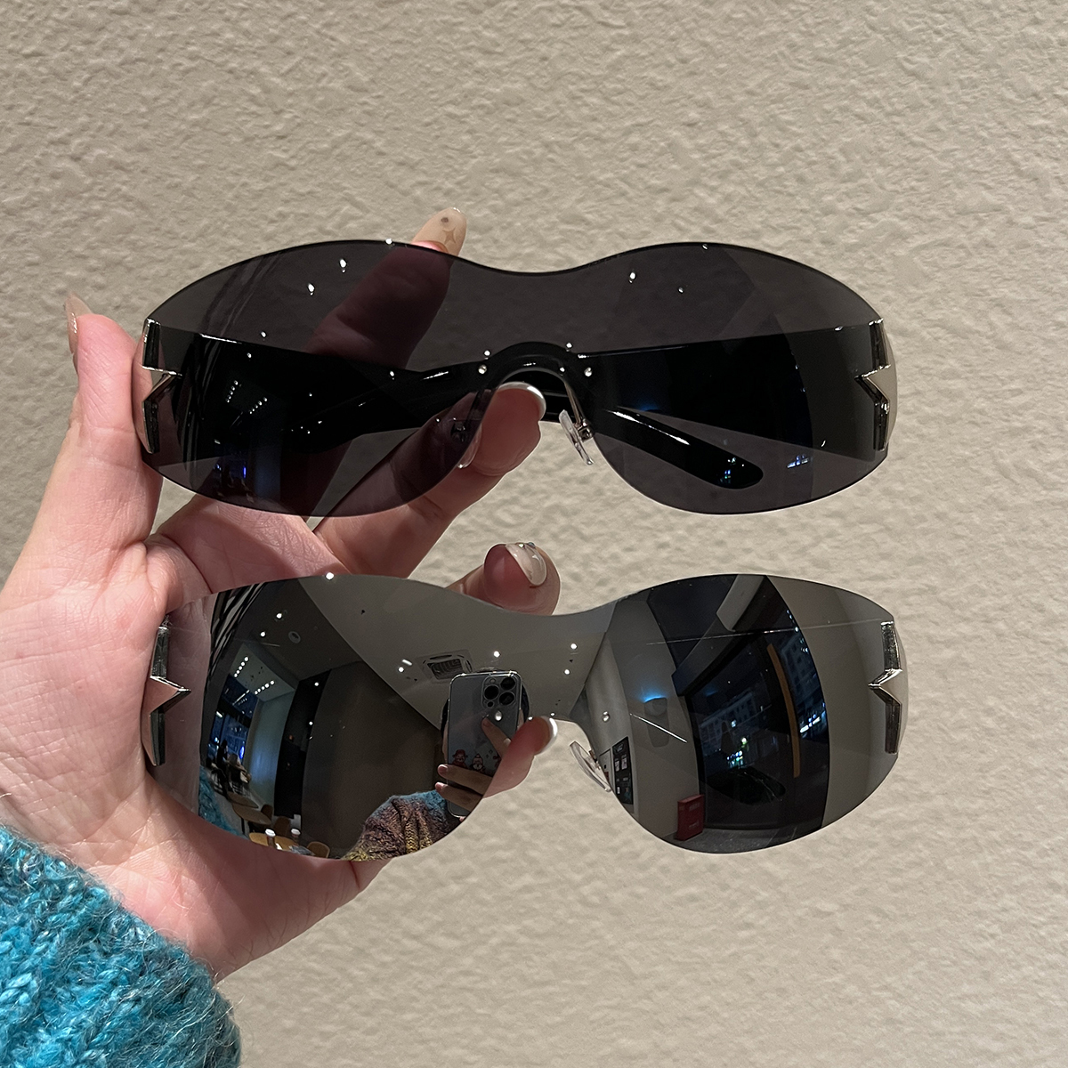 无框五角星一体式飞行员太阳镜