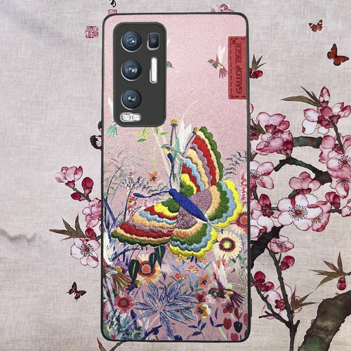驰骋虎OPPOreno7刺绣蝴蝶保护壳