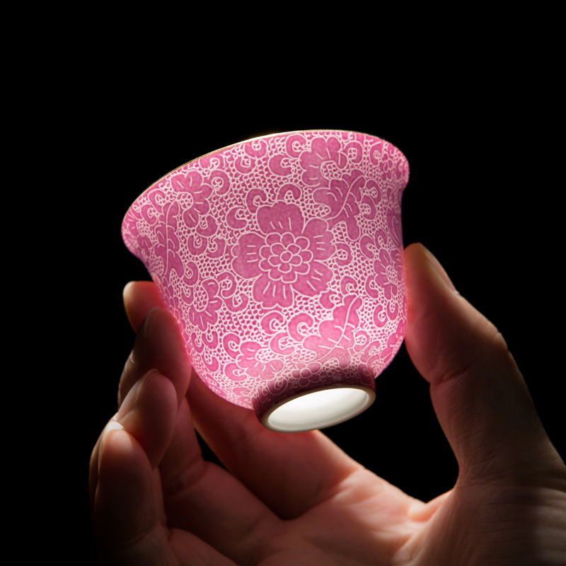 茶杯个人专用男士景德镇陶瓷扒花