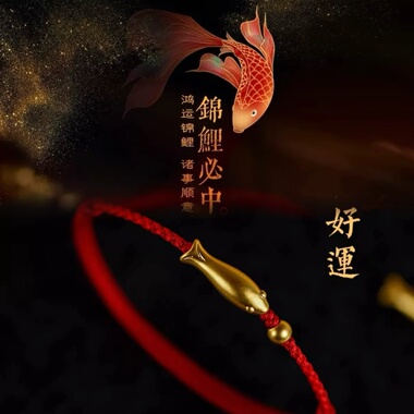 足金999小黄鱼转运珠黄金年年有鱼手链金鱼串珠男女宝宝生日礼物