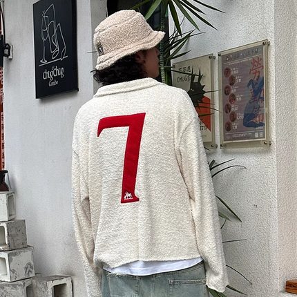 Remedy【英格羊】国潮春秋刺绣字母针织衫美式潮牌翻领毛衣男女