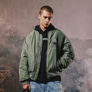 棉服短款 国潮徽章双面穿外套美式 宽松MA1飞行员夹克男 秋季 Remedy